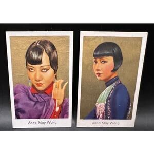 2 Color 1930s German Anna May Wong Tobacco Cards Shanghai Express Piccadilly